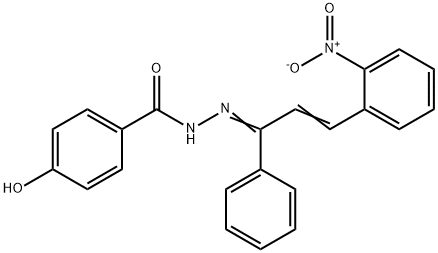 4-hydroxy-N'-[3-(2-nitrophenyl)-1-phenyl-2-propen-1-ylidene]benzohydrazide Struktur