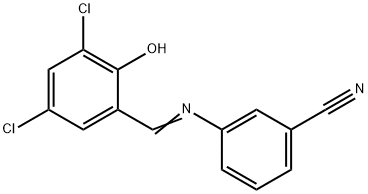 3-[(3,5-dichloro-2-hydroxybenzylidene)amino]benzonitrile Struktur