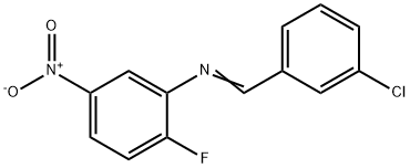 N-(3-chlorobenzylidene)-2-fluoro-5-nitroaniline Struktur