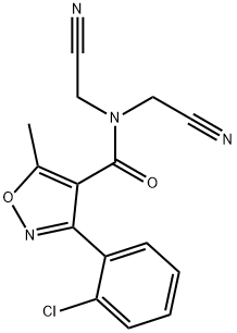 3-(2-chlorophenyl)-N,N-bis(cyanomethyl)-5-methyl-1,2-oxazole-4-carboxamide Struktur