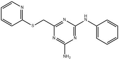 N-Phenyl-6-(pyridin-2-ylsulfanylmethyl)-[1,3,5]triazine-2,4-diamine Struktur