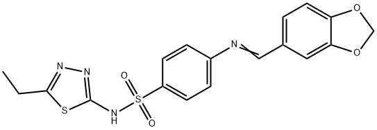 4-[(1,3-benzodioxol-5-ylmethylene)amino]-N-(5-ethyl-1,3,4-thiadiazol-2-yl)benzenesulfonamide Struktur