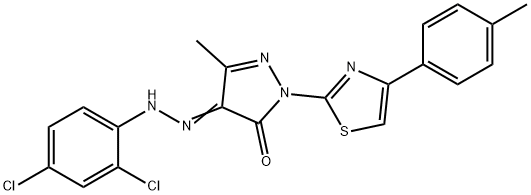 4-[(2,4-dichlorophenyl)hydrazono]-5-methyl-2-[4-(4-methylphenyl)-1,3-thiazol-2-yl]-2,4-dihydro-3H-pyrazol-3-one Struktur