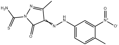 3-methyl-4-[(4-methyl-3-nitrophenyl)hydrazono]-5-oxo-4,5-dihydro-1H-pyrazole-1-carbothioamide Struktur