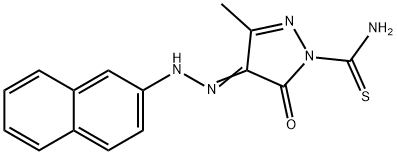 3-methyl-4-(2-naphthylhydrazono)-5-oxo-4,5-dihydro-1H-pyrazole-1-carbothioamide Struktur