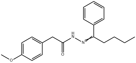 2-(4-methoxyphenyl)-N'-(1-phenylpentylidene)acetohydrazide Struktur