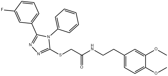 N-[2-(3,4-dimethoxyphenyl)ethyl]-2-[[5-(3-fluorophenyl)-4-phenyl-1,2,4-triazol-3-yl]sulfanyl]acetamide Struktur