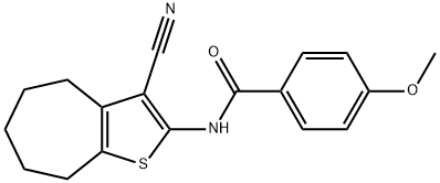 N-(3-cyano-5,6,7,8-tetrahydro-4H-cyclohepta[b]thiophen-2-yl)-4-methoxybenzamide Struktur