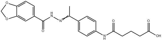 5-[4-[(E)-N-(1,3-benzodioxole-5-carbonylamino)-C-methylcarbonimidoyl]anilino]-5-oxopentanoic acid Struktur