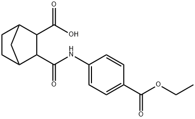 3-{[4-(ethoxycarbonyl)phenyl]carbamoyl}bicyclo[2.2.1]heptane-2-carboxylic acid Struktur