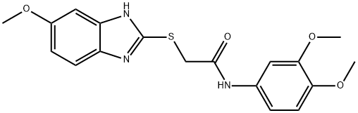 N-(3,4-dimethoxyphenyl)-2-[(6-methoxy-1H-benzimidazol-2-yl)sulfanyl]acetamide Struktur