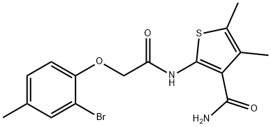 2-{[(2-bromo-4-methylphenoxy)acetyl]amino}-4,5-dimethyl-3-thiophenecarboxamide Struktur