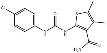 2-({[(4-chlorophenyl)amino]carbonyl}amino)-4,5-dimethyl-3-thiophenecarboxamide Struktur