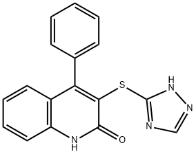 4-phenyl-3-(1H-1,2,4-triazol-5-ylsulfanyl)-1H-quinolin-2-one Struktur