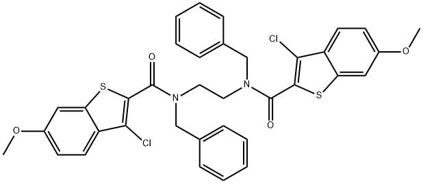 N,N'-1,2-ethanediylbis(N-benzyl-3-chloro-6-methoxy-1-benzothiophene-2-carboxamide) Struktur