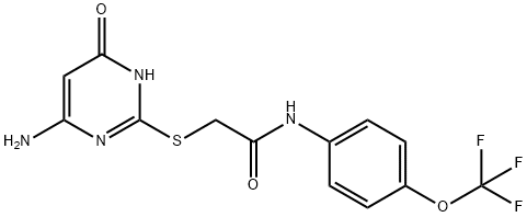 2-[(6-amino-4-oxo-1H-pyrimidin-2-yl)sulfanyl]-N-[4-(trifluoromethoxy)phenyl]acetamide Struktur