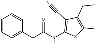 N-(3-cyano-4-ethyl-5-methylthiophen-2-yl)-2-phenylacetamide Struktur