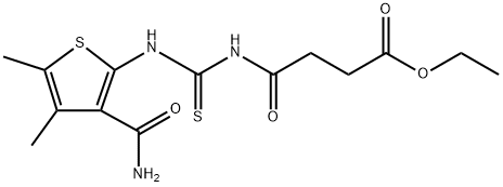 ethyl 4-[({[3-(aminocarbonyl)-4,5-dimethyl-2-thienyl]amino}carbonothioyl)amino]-4-oxobutanoate Struktur