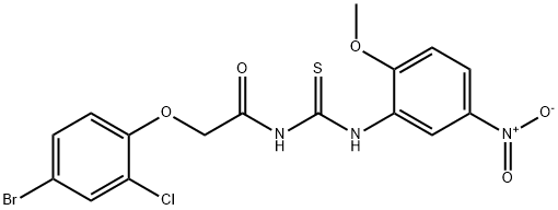 2-(4-bromo-2-chlorophenoxy)-N-{[(2-methoxy-5-nitrophenyl)amino]carbonothioyl}acetamide Struktur