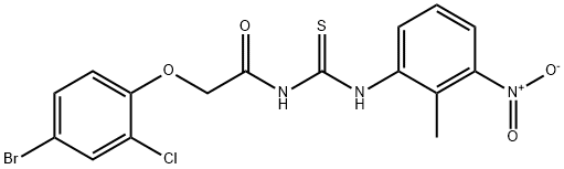 2-(4-bromo-2-chlorophenoxy)-N-{[(2-methyl-3-nitrophenyl)amino]carbonothioyl}acetamide Struktur