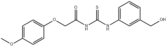 N-({[3-(hydroxymethyl)phenyl]amino}carbonothioyl)-2-(4-methoxyphenoxy)acetamide Struktur