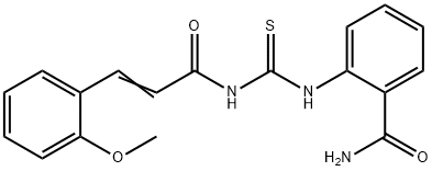 2-[({[3-(2-methoxyphenyl)acryloyl]amino}carbonothioyl)amino]benzamide Struktur