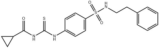 N-{[(4-{[(2-phenylethyl)amino]sulfonyl}phenyl)amino]carbonothioyl}cyclopropanecarboxamide Struktur