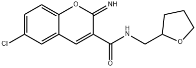 6-chloro-2-imino-N-(oxolan-2-ylmethyl)chromene-3-carboxamide Struktur