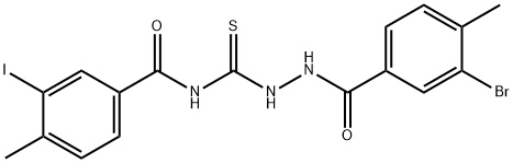 N-{[2-(3-bromo-4-methylbenzoyl)hydrazino]carbonothioyl}-3-iodo-4-methylbenzamide Struktur