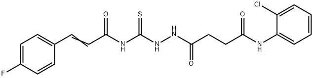 N-[(2-{4-[(2-chlorophenyl)amino]-4-oxobutanoyl}hydrazino)carbonothioyl]-3-(4-fluorophenyl)acrylamide Struktur