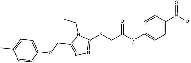 2-({4-ethyl-5-[(4-methylphenoxy)methyl]-4H-1,2,4-triazol-3-yl}sulfanyl)-N-(4-nitrophenyl)acetamide Struktur