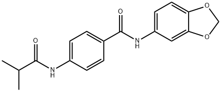 N-(1,3-benzodioxol-5-yl)-4-(2-methylpropanoylamino)benzamide Struktur