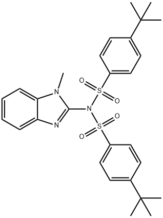 4-tert-butyl-N-(4-tert-butylphenyl)sulfonyl-N-(1-methylbenzimidazol-2-yl)benzenesulfonamide Struktur