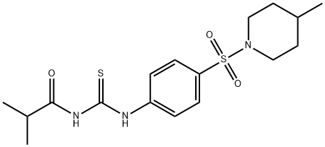 2-methyl-N-[({4-[(4-methyl-1-piperidinyl)sulfonyl]phenyl}amino)carbonothioyl]propanamide Struktur