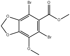 1,3-Benzodioxole-5-carboxylic acid, 4,6-dibromo-7-methoxy-, methyl ester Struktur