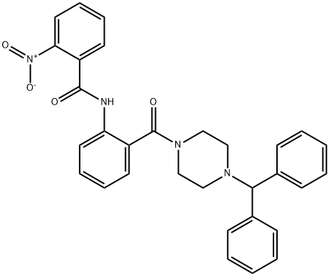 N-(2-{[4-(diphenylmethyl)-1-piperazinyl]carbonyl}phenyl)-2-nitrobenzamide Struktur