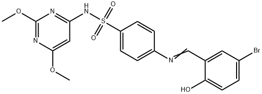 4-[(5-bromo-2-hydroxybenzylidene)amino]-N-(2,6-dimethoxy-4-pyrimidinyl)benzenesulfonamide Struktur