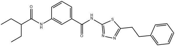 3-[(2-ethylbutanoyl)amino]-N-[5-(2-phenylethyl)-1,3,4-thiadiazol-2-yl]benzamide Struktur