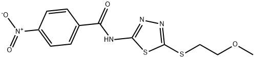 N-{5-[(2-methoxyethyl)sulfanyl]-1,3,4-thiadiazol-2-yl}-4-nitrobenzamide Struktur