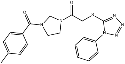 1-{3-[(4-methylphenyl)carbonyl]imidazolidin-1-yl}-2-[(1-phenyl-1H-tetrazol-5-yl)sulfanyl]ethanone Struktur