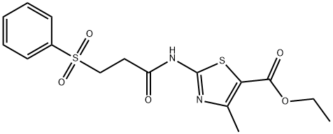 ethyl 4-methyl-2-{[3-(phenylsulfonyl)propanoyl]amino}-1,3-thiazole-5-carboxylate Struktur