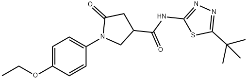 N-(5-tert-butyl-1,3,4-thiadiazol-2-yl)-1-(4-ethoxyphenyl)-5-oxopyrrolidine-3-carboxamide Struktur