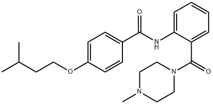 4-(3-methylbutoxy)-N-{2-[(4-methyl-1-piperazinyl)carbonyl]phenyl}benzamide Struktur