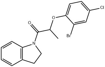 1-[2-(2-bromo-4-chlorophenoxy)propanoyl]indoline Struktur