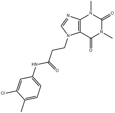 N-(3-chloro-4-methylphenyl)-3-(1,3-dimethyl-2,6-dioxopurin-7-yl)propanamide Struktur