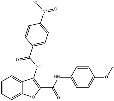 N-(4-methoxyphenyl)-3-(4-nitrobenzamido)benzofuran-2-carboxamide Struktur