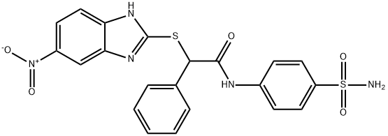 2-[(5-nitro-1H-benzimidazol-2-yl)sulfanyl]-2-phenyl-N-(4-sulfamoylphenyl)acetamide Struktur