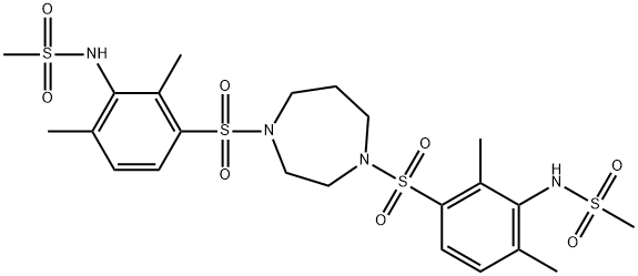 N-[3-[[4-[3-(methanesulfonamido)-2,4-dimethylphenyl]sulfonyl-1,4-diazepan-1-yl]sulfonyl]-2,6-dimethylphenyl]methanesulfonamide Struktur