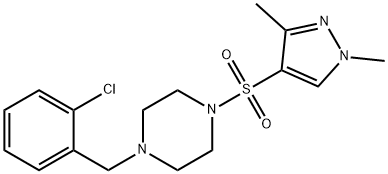 1-[(2-chlorophenyl)methyl]-4-(1,3-dimethylpyrazol-4-yl)sulfonylpiperazine Struktur