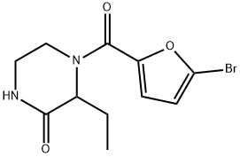 4-(5-bromofuran-2-carbonyl)-3-ethylpiperazin-2-one Struktur